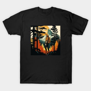 Woman Hiking in Forest Design, Adventure Mountain T-Shirt